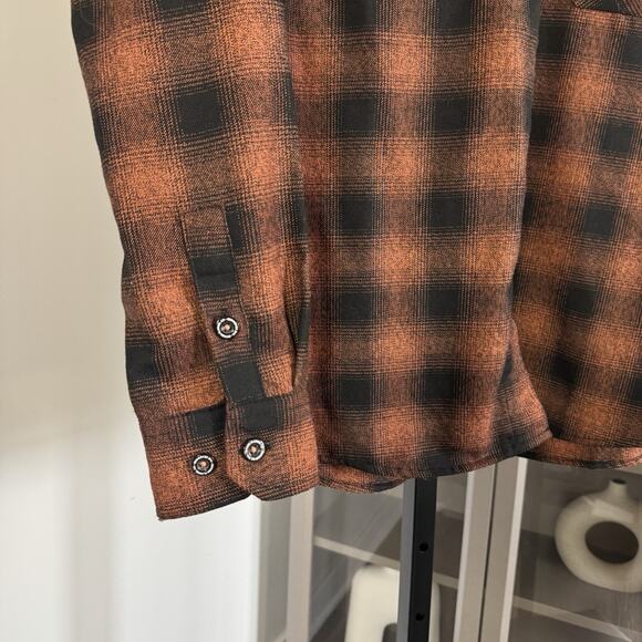 Dixxon The Deadwood Flannel Signature D Tech Burnt Orange Black Plaid Shirt 2XL - Picture 4 of 8